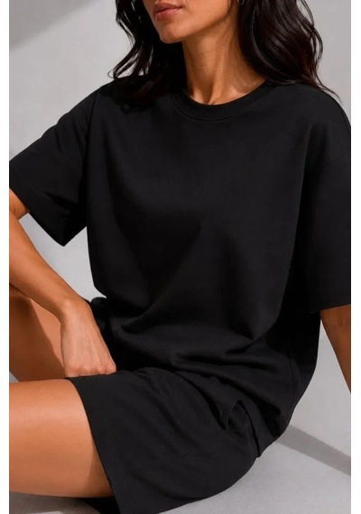 DefyModa Premium Osy Modal Yumuşak Dokulu Tişört Cepli Şort Alt Üst Takım - Siyah