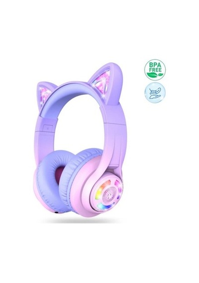 İclever Kedi Kulaklı Led Işıklı Güvenli Ses Sınırlı 50 Saat Oynatma Süreli Bluetooth Çocuk