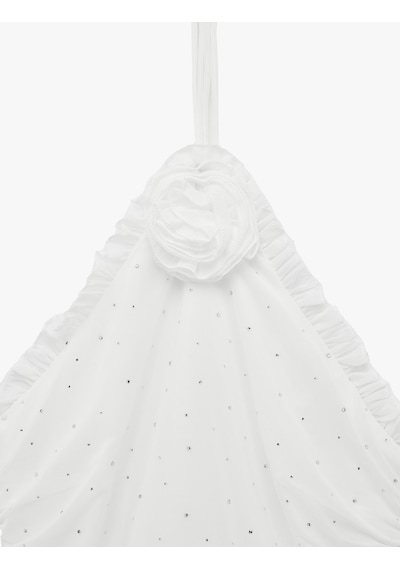 Koton Asimetrik Halter Yaka Taş İşlemeli Gül Aplikeli Mini Nikah Elbisesi Beyaz 6sak80015fk Koton Asimetrik Halter Yaka Taş İşlemeli Gül Aplikeli Mini Nikah Elbisesi Beyaz 6sak80015fk