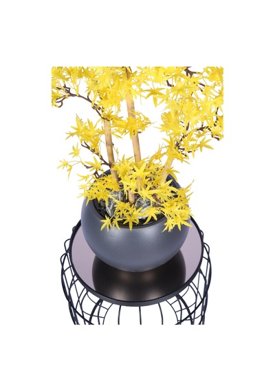 Yapay Çiçek Sitesi Antrasit Küre Saksıda Modern Minimal Tasarım Yapay Bonsai Ağacı Sarı 65 Cm