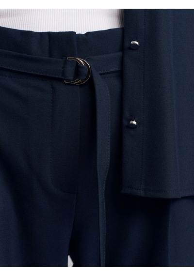 Dilvin 72180 Kemerli Geniş Paça Pantolon-lacivert Lacivert