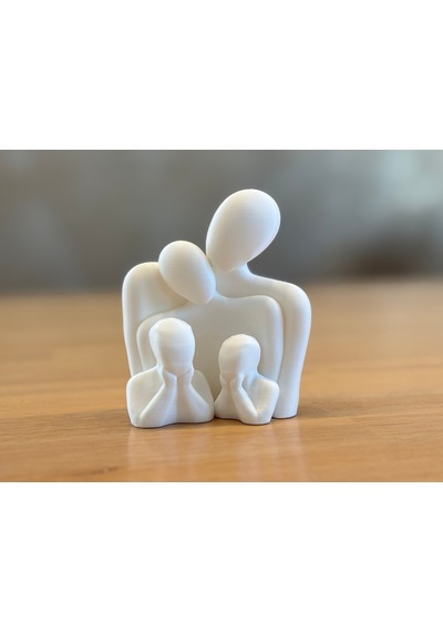 2 Çocuklu Aile Biblosu Anne Baba Ve Çocuklar Figürlü Dekoratif Minimal Heykel, Anlamlı Ev Dekoru
