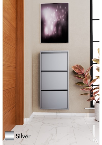 Evdemo 3 Kapaklı Metal Ayakkabılık Silver