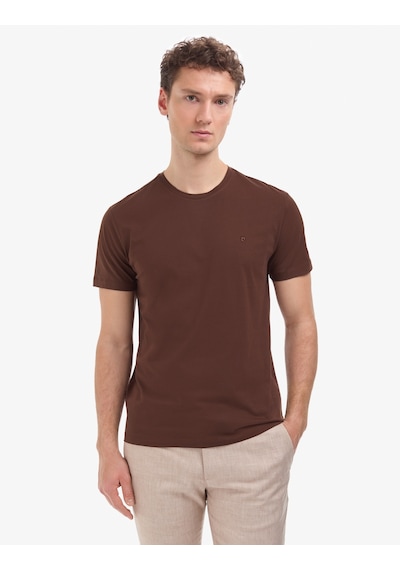 Pierre Cardin Erkek Koyu Kahverengi Tişört Basic 50325307-vr084