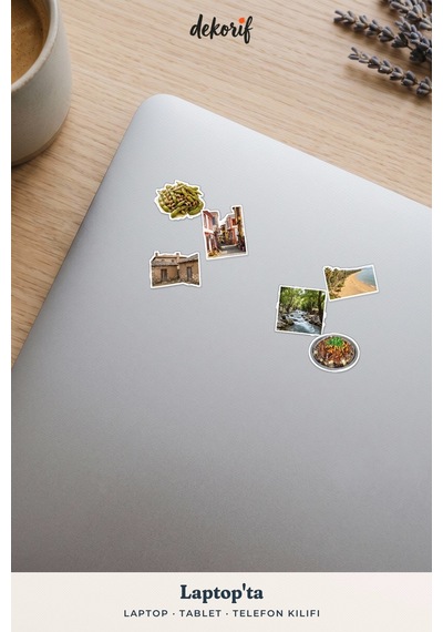 Balıkesir Sticker Seti 100 Adet - Cunda Ayvalık Tostu Saat Kulesi Gerçekçi Ajanda Journal Çıkartma Çok Renkli