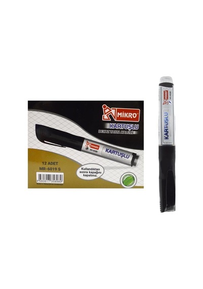 Mikro Tahta Kalemi Mr-6019 Kartuşlu Siyah 12'li Paket Çok Renkli