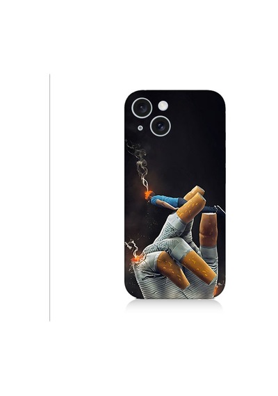 Apple Uyumlu iPhone 15 Plus Sigara Tutucu Desenli Silikon Kılıf Silikon