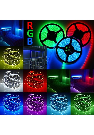 Rgb Led Şerit Bant 5 Metre 12v 5050 Smd 120 Led/m Ip20 İç Mekan Aydınlatma