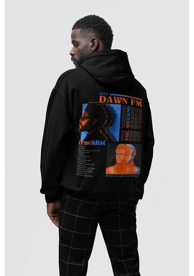 Sevbano Tasarım The Weeknd 103.5 Dawn Fm Yazılı Unisex Oversize Rapper Ho Siyah