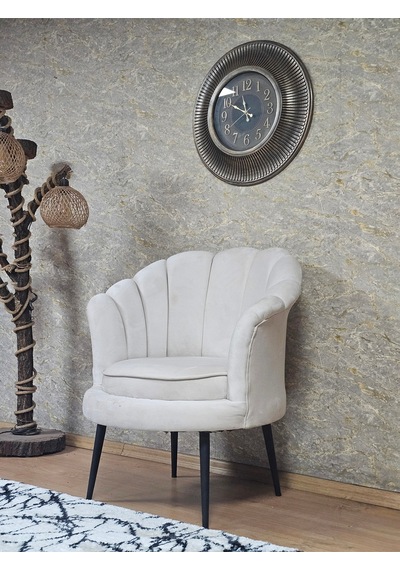Zafir Tekli İstiridye Siyah Boyalı Sivriltme Ayak Çay Seti Koltuk Tekli Berjer , Balkon, Salon, Ofis Krem