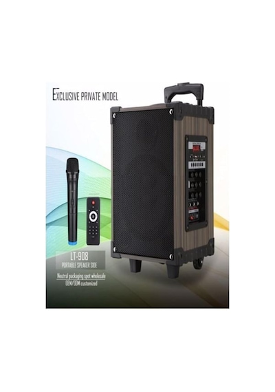 Lt-908 Süper Bass Şarjlı Mikrofonlu Hoparlör Karaoke Sistemi 40 Watt Taşınabilir Parti Box