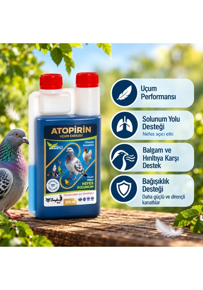 Atopirin Uçum Enerjisi 500 Ml Güvercin Ve Kanatlılar İçin Uçuş Performansı, Solunum Ve Kondisyon Desteği