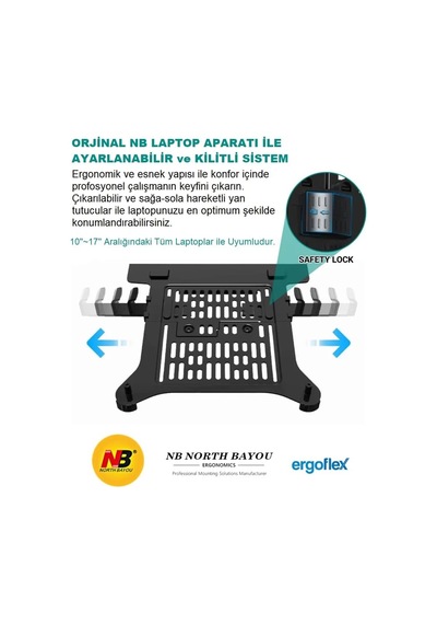Nb Fp-2 Ergonomic Monitör Kolları İçin 10"-17" Uyumlu Vesa Montaj Laptop Aparatı