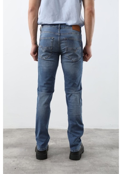 Banny Jeans Erkek Likralı Regular Fit Düz Jean Pantolon Mavi Mavi