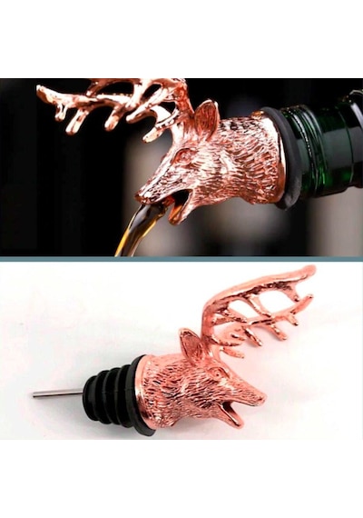 Omeniv Geyik Başı Şarap Servis Başlığı Bronz Roze Şarap Sunum