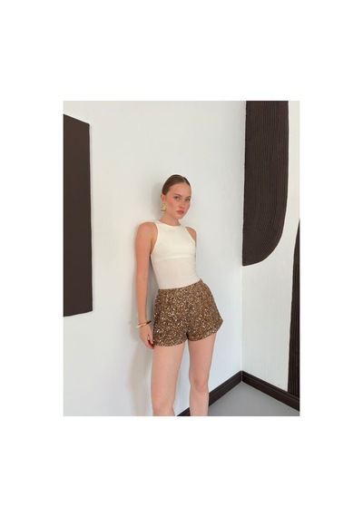 Verymoda Pullu File Şort D3133 Kahve