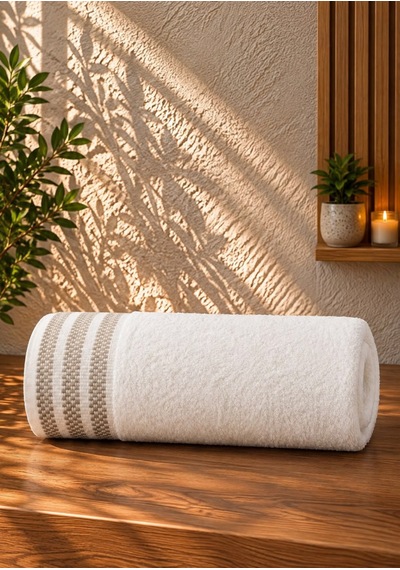 Sade Şık Banyo Ve Beden Havlusu %100 Pamuklu 70x140 Ekru