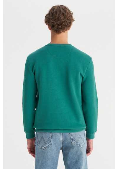 Wrangler Regular Fit Normal Kesim Bisiklet Yaka İçi Polarlı Yeşil Sweatshirt