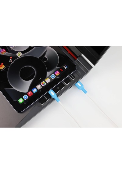 Coral Usb A-c Hızlı Şarj Kablosu, Beyaz Kablo, Beyaz/mavi Uçlar 120 Cm