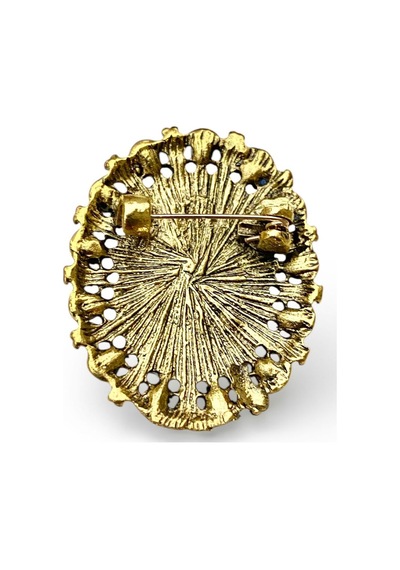 Zirkon Taşlı Altın Renk Vintage Oksideli Tasarım Cameo Kraliçe Broş Çok Renkli