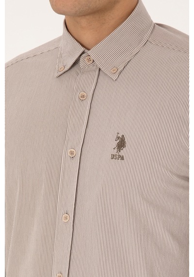 U.s. Polo Assn. Erkek Taş Gömlek Desenli 50308522-vr049 Tas