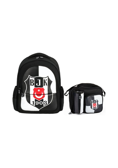 Beşiktaş Lisanslı Okul Sırt Çantası Ve Beslenme Çantası Seti - Setme25360b Siyah