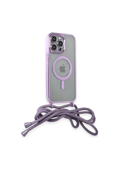 Apple iPhone Uyumlu  13 Pro Uyumlu Kılıf Divo Lazer Askılı Magsafe Kapak - Lila