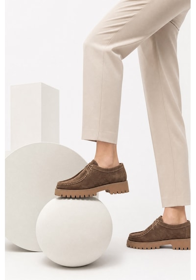Luvi Shoes Talıa Toprak Süet Hakiki Deri Bağcıklı Kadın Loafer Ayakkabı