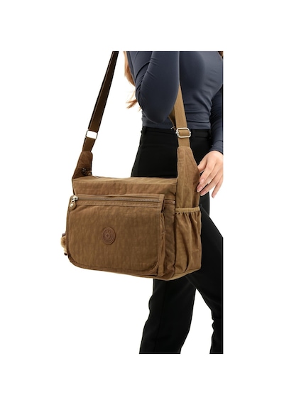 Çapraz Askılı Ultra Hafif Çok Cepli Bayan Omuz Çantası Taba Model: 571-6b - Taba