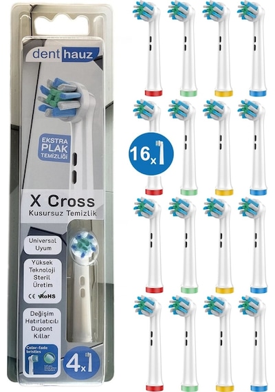 X Cross - Çapraz Açılı Kusursuz Temizlik Oral B Şarjlı Diş Fırçası Yedek Başlığı- 16'lı Yedek Başlık
