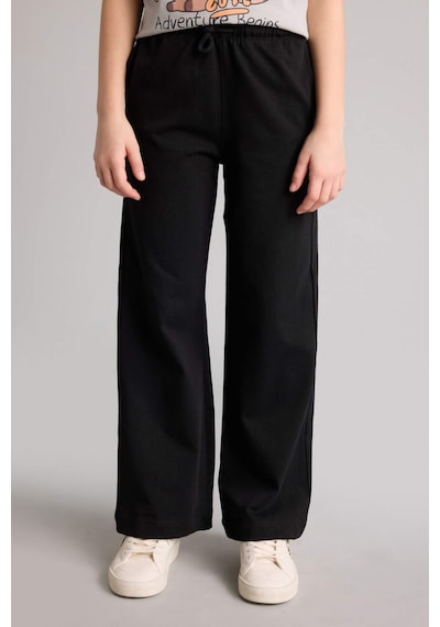 Defacto %100 Pamuk Wıde Leg Pantolon Kız Çocuk G0338a826spbk81 Siyah-bk81