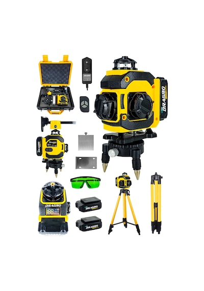 Dragro Pro 16 Köşe Yeşil Lazer Hizalama Terazi 360 Mıknatıslı Çantalı Otomatik Hizalama Metre