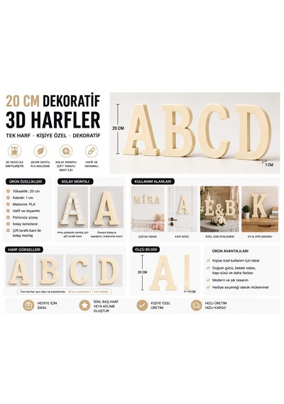 Dekoratif -o- Harfi 20 Cm Q-1283
