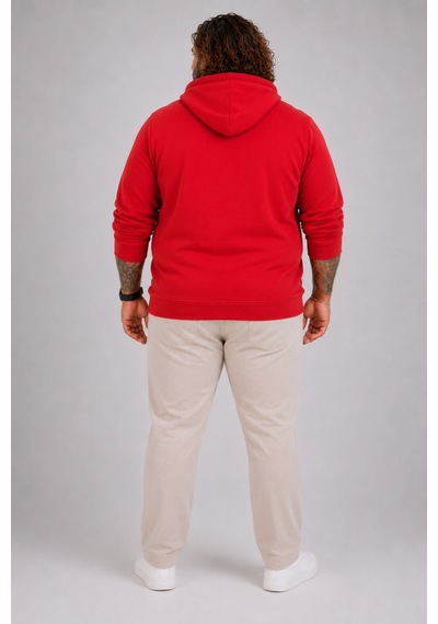Moc Grande Mocgrande Büyük Beden Unisex Kapüşonlu 3ip Sweat 11701 Kırmızı