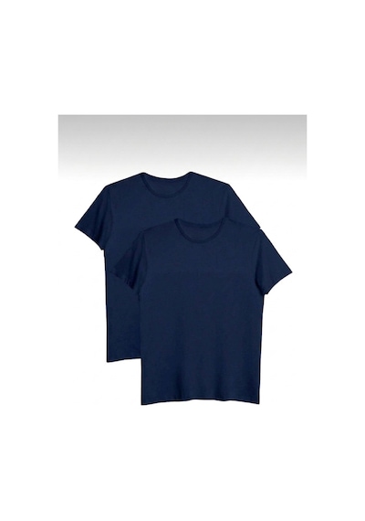 Bürke 2'li Erkek/Unisex Lacivert Renk %100 Pamuk Bisiklet Yaka Basic Tişört