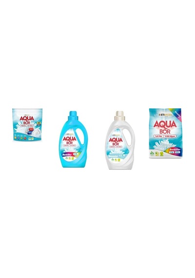 Aquabor Doğal Mineralli Tablet + Sıvı Renkliler + Sıvı Beyaz + 4 Kg Renkliler 4 Lü Set 0.75 LT - 2.5 LT - 12 KG 29254005