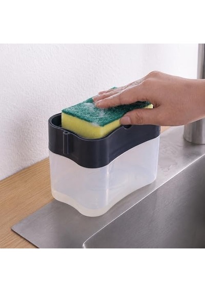 Sıvı Bulaşık Deterjanı Dispenseri, 380 Ml Deterjan Hazneli Pompalı Mutfak Deterjanlığı, Bulaşık Süngeri Ve S Diğer