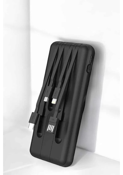 Hızlı Şarj Dijital Göstergeli Powerbankli Çoklu Şarj Özelliği Siyah 06599797