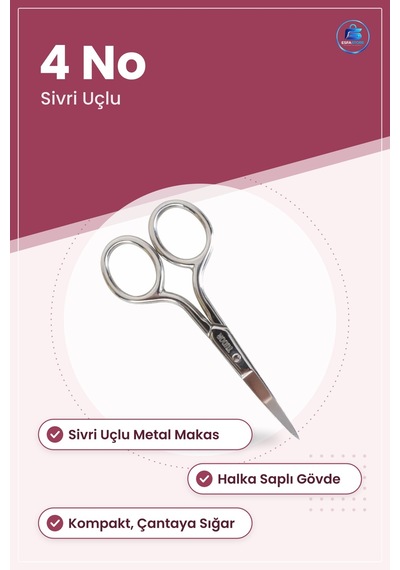 Bıyık Makası 4 No Kaş Kıl Kesme Sivri Uçlu Metal Kozmetik Kişisel