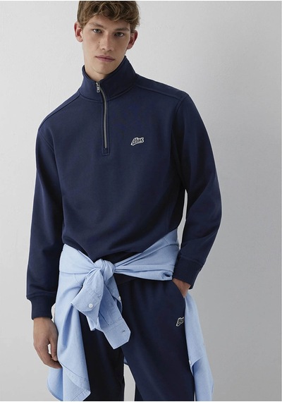 Mavi Patch Nakışlı Yarı Fermuarlı Lacivert Erkek Sweatshirt M0s10613-70490