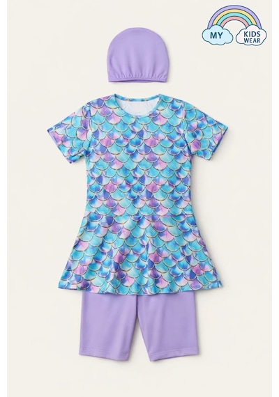 My Kids Wear Kız Çocuk Desenli Şortlu Bone Li Mayo Takımı 12574 Lila My Kids Wear Kız Çocuk Desenli Şortlu Bone Li Mayo Takımı 12574 Lila