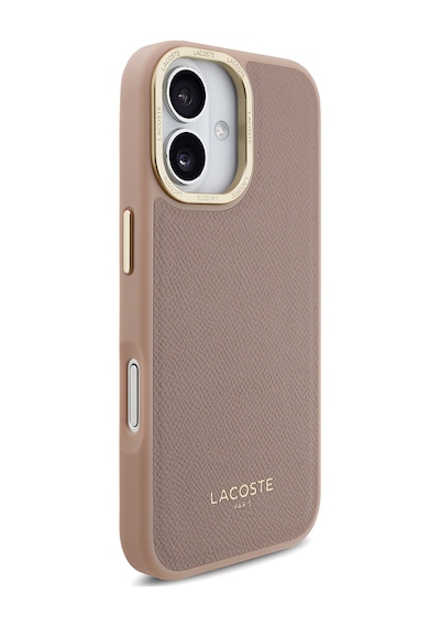 Apple Uyumlu iPhone 17 Kılıf Lacoste Lisanslı M-safeli Champs Elysees Pu Deri Tasarımlı Kapak Pembe Pembe