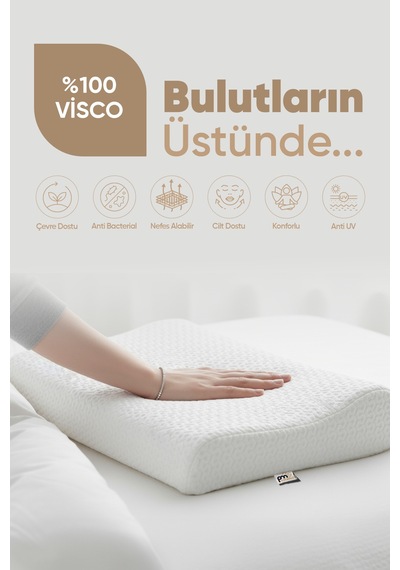 Boyun Destek Yastığı - Boyun Düzleşmesi İçin Visko Yastık Tek Taraflı Lüx Air Comfort Beyaz