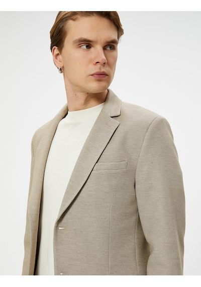 Koton Blazer Ceket Slim Fit Düğmeli Cep Detaylı Bej 5wam50003hk Ekru