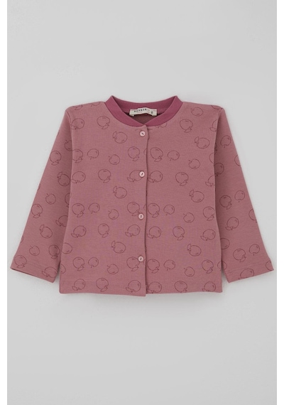 Breeze Kız Bebek Pijama Takımı Önden Düğmeli Elma Desenli 4 Ay-1 Yaş, Gülkurusu Gülkurusu