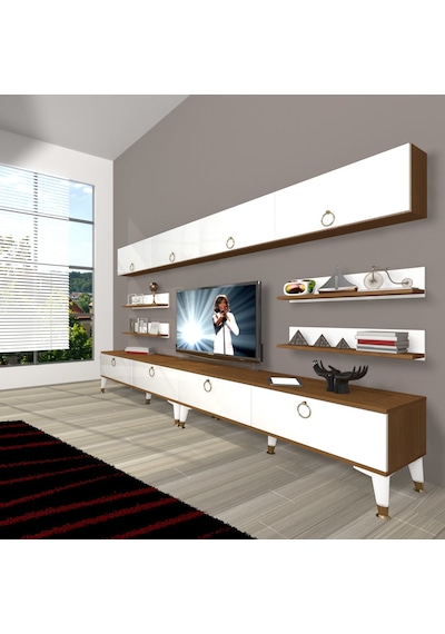 Decoraktiv Eko 360y Mdf Gold Tv Ünitesi Tv Sehpası Ceviz - Beyaz