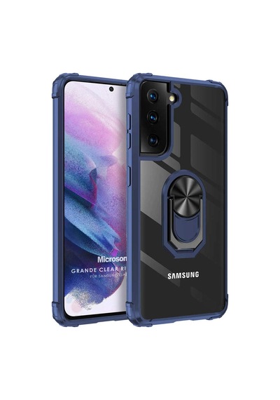S21 Plus Için Kılıf Military Ring Holder Siyah Samsung Galaxy S21 Plus İle Uyumlu Kılıf - Siyah