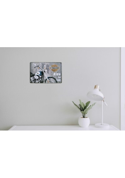 Cajuart Ride To Live Motosiklet 20X30 Cm Metal Plaka Metal Tablo