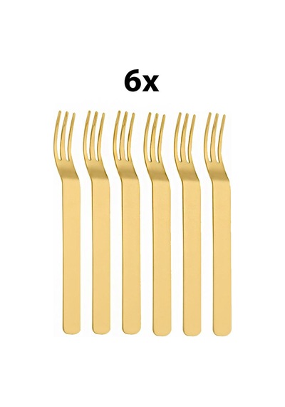 304 Çelik 6 Adet Gold Renk Tatlı Ve Meyve Çatalı Mt159sr-6 Altın