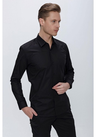 Efor Gk 665 Slim Fit Siyah Klasik Gömlek Siyah Efor Gk 665 Slim Fit Siyah Klasik Gömlek Siyah